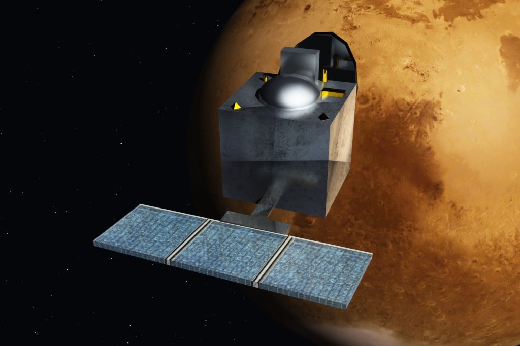 Artist's rendering of the MOM orbiting Mars 